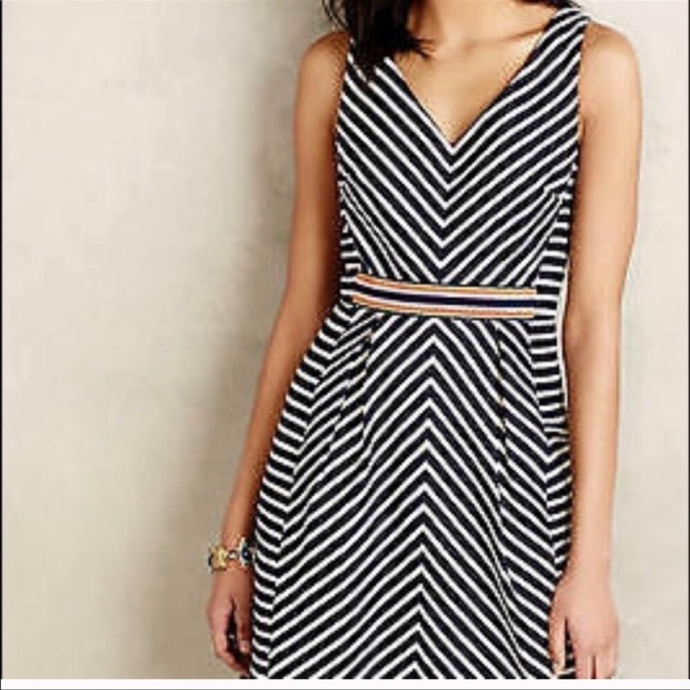 Anthropologie Maeve blue striped dress size 4